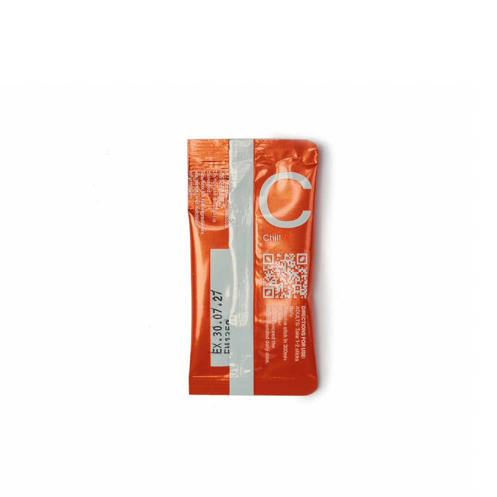 Orange and white package with a QR code on a white background
