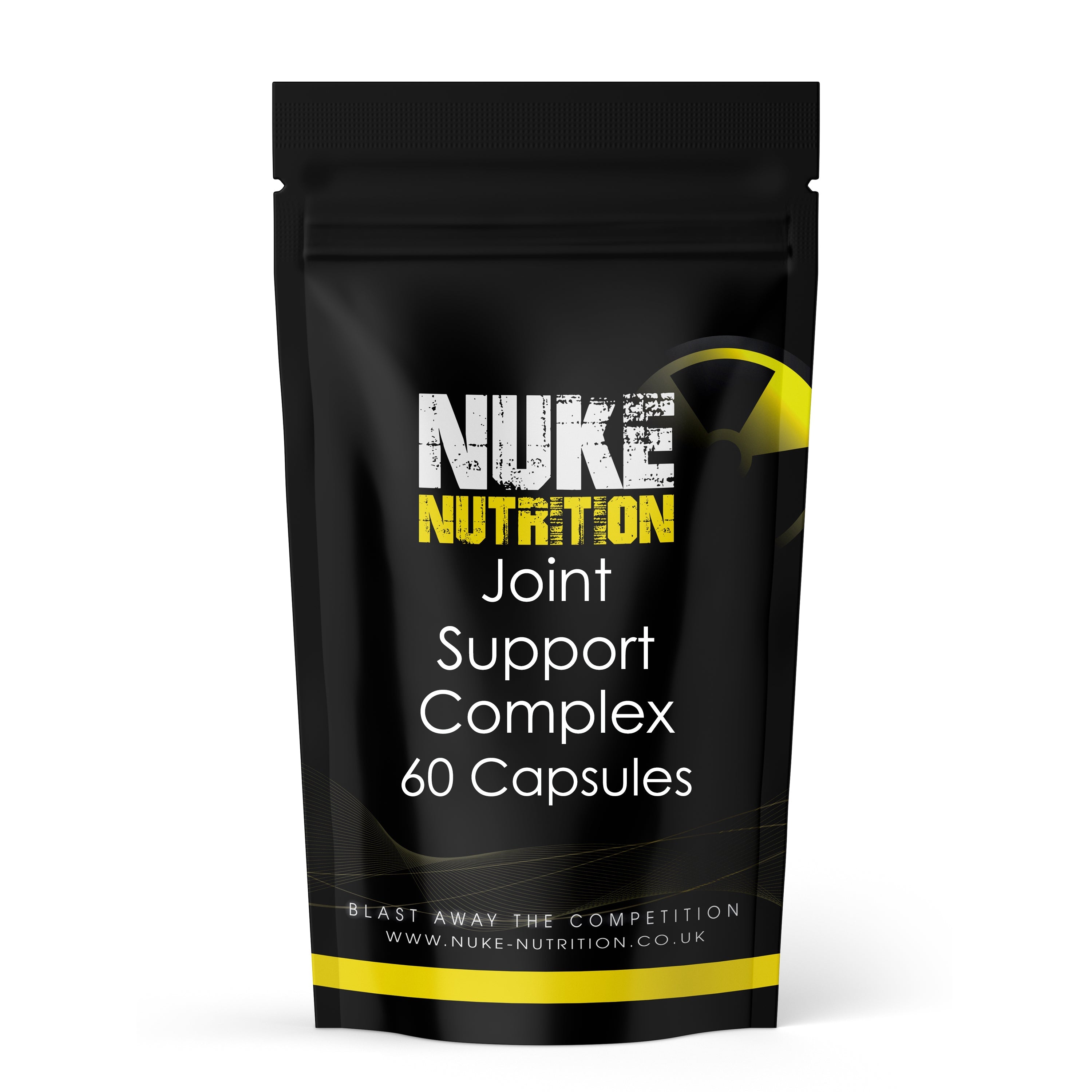 Black packaging of Nuke Nutrition Joint Support Complex on a white background