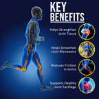 Animated skeleton with key benefits text on a blue background