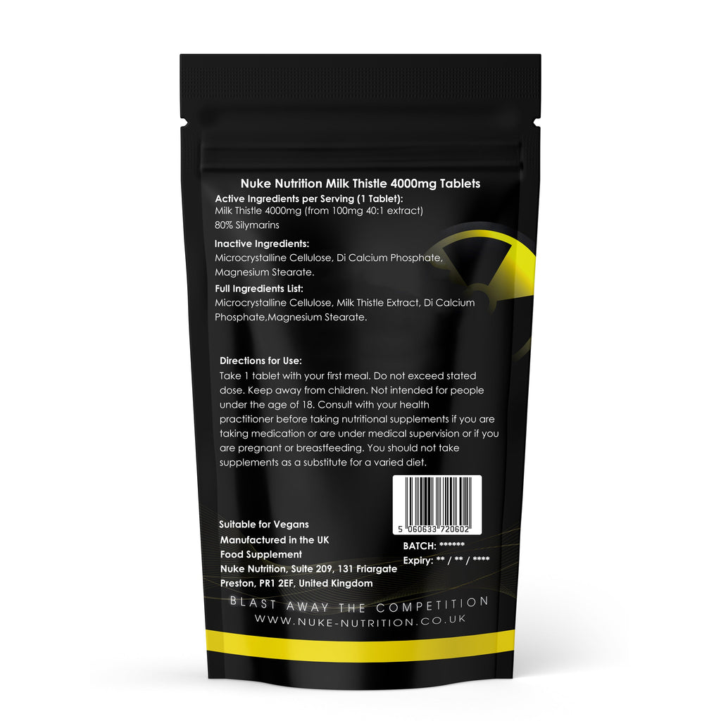 Back view of a supplement package with text and branding on a white background