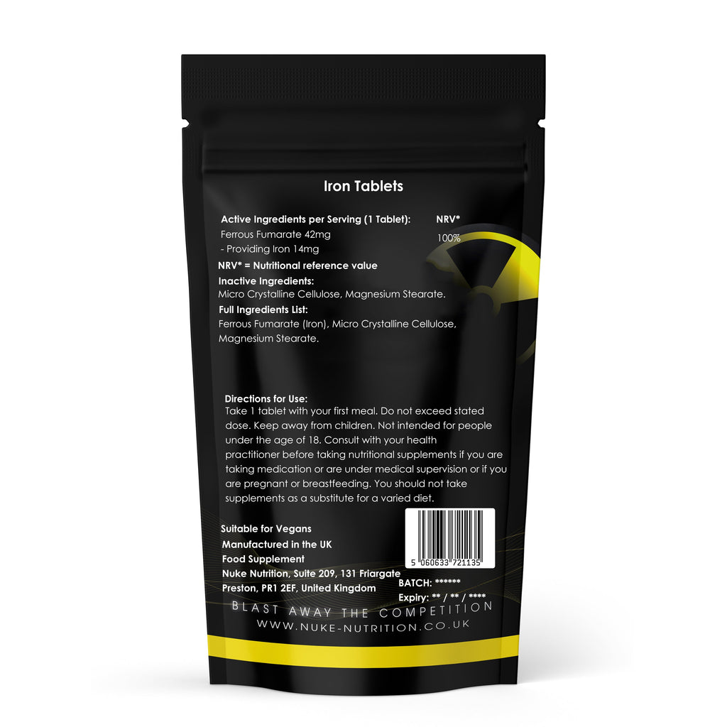 Black supplement package with yellow accents on a white background