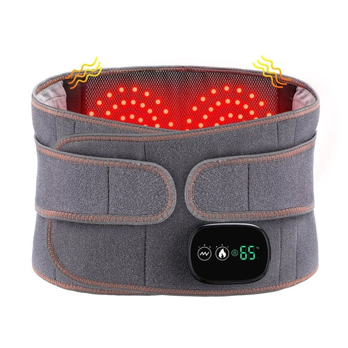 Gray heating belt with digital display on a white background